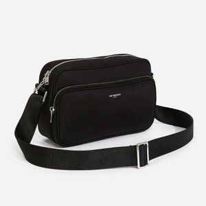 The Kooples BLACK NYLON SHOULDER BAG WITH LOGO